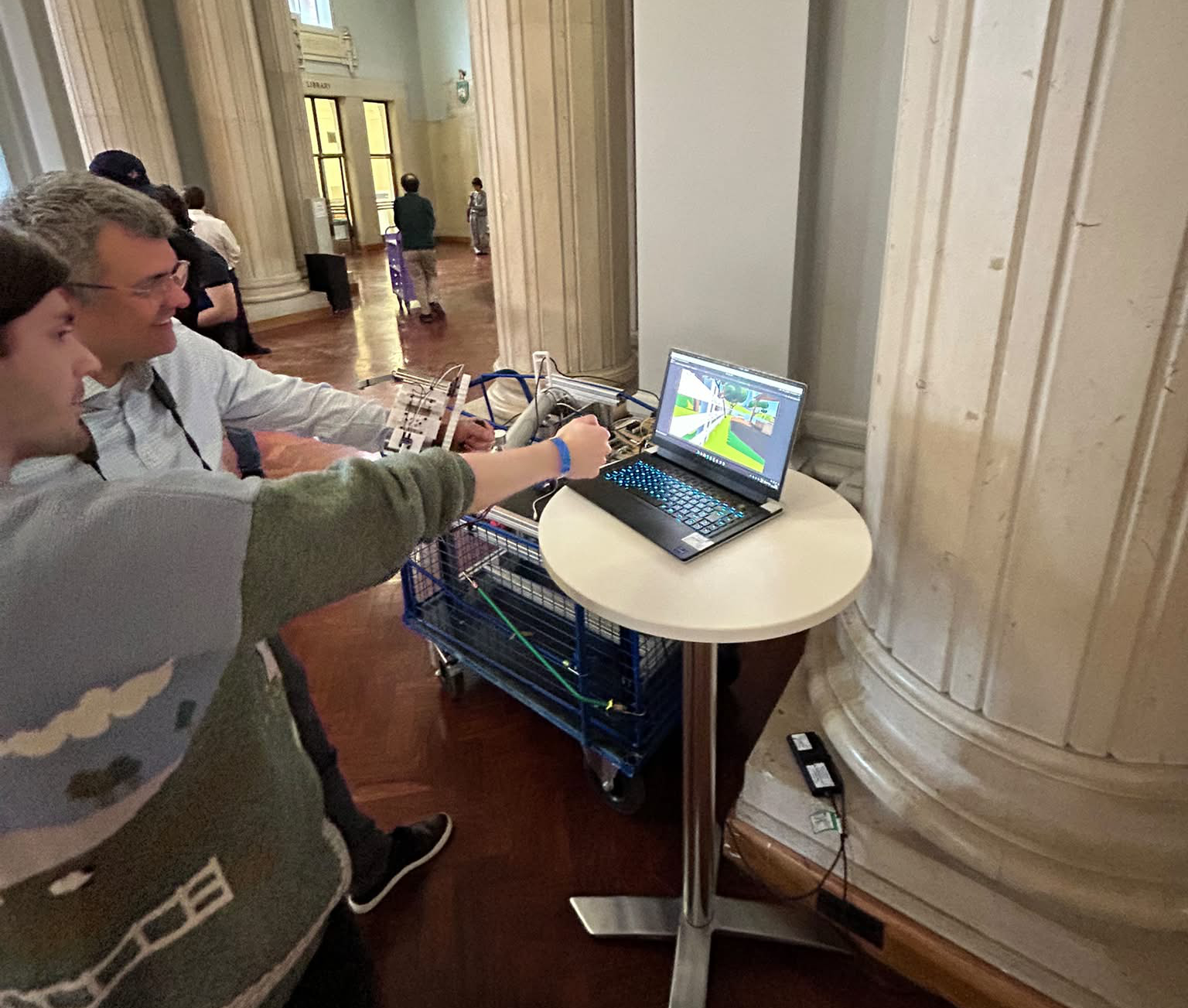 A user demonstrating the home-based rehabilitation system